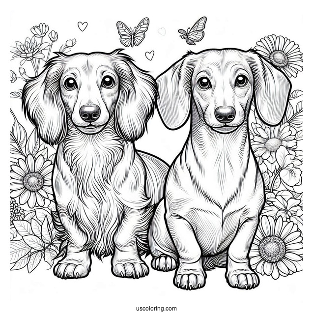 Two Dachshunds Posing For Picture