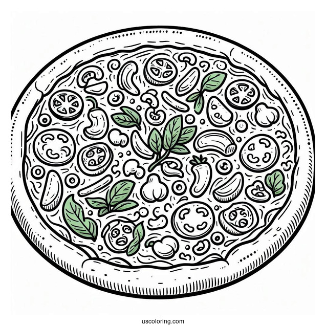 Easy Outline Of a Pizza To Color For Preschoolers