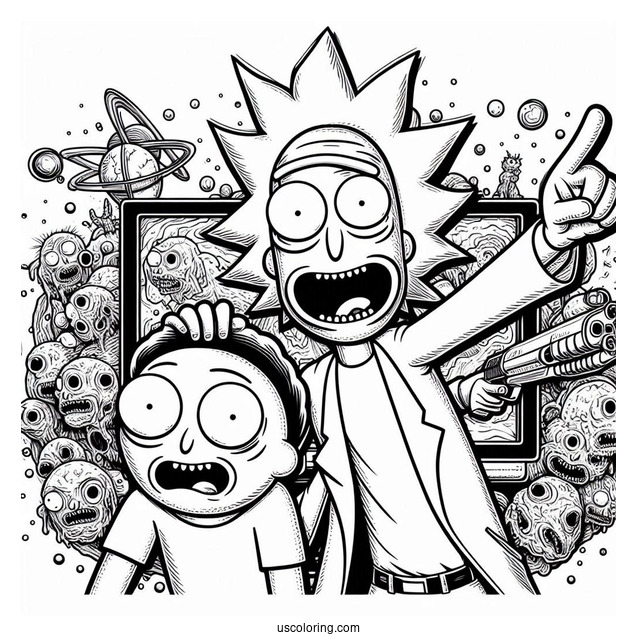 Detailed Rick And Morty TV Poster Coloring Page