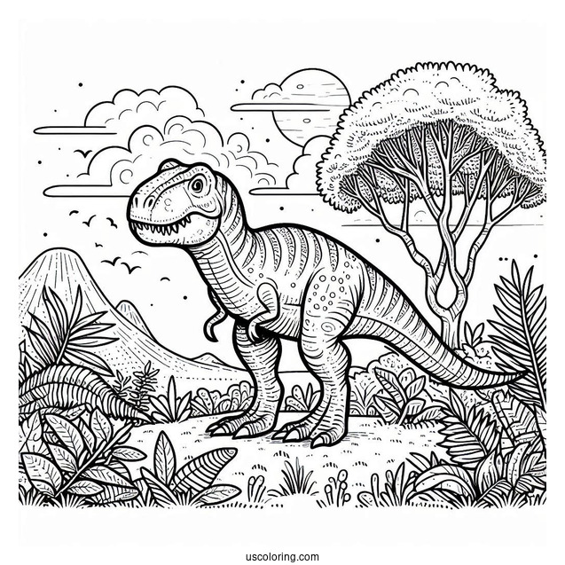 Coloring Page Of a Simple To Color Tyrannosaurus Rex