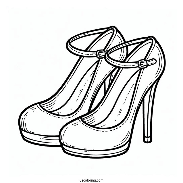 A Pair Of High Heels Coloring In For Preschoolers