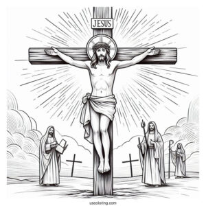 Jesus On The Cross Coloring Page For Sunday School