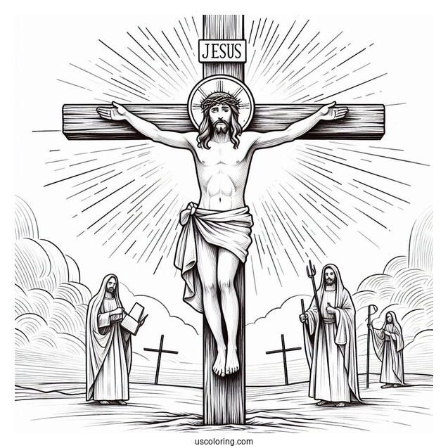 Jesus On The Cross Coloring Page For Sunday School