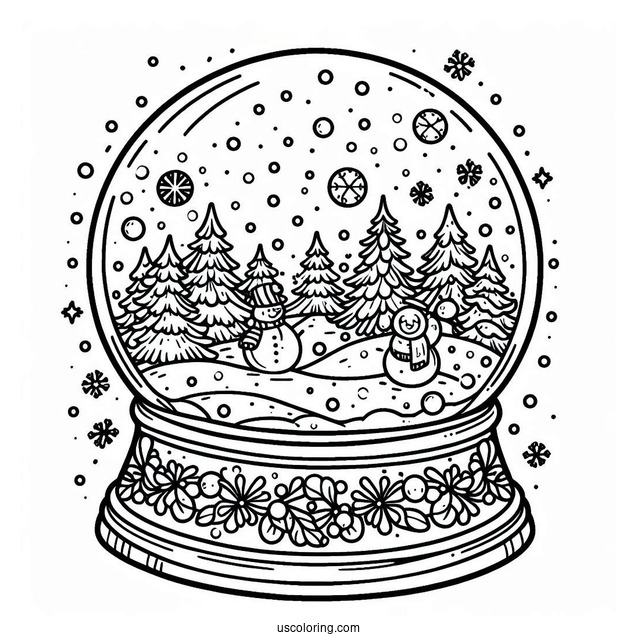Winter Wonderland Snow Globe Coloring Page For Kids