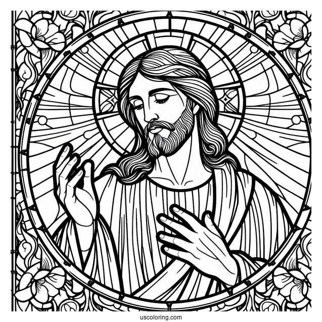 Jesus Stained Glass Coloring Sheet