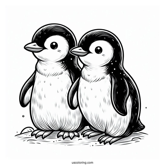 Two Australian Little Penguins Coloring In