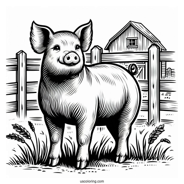 Farm Bred Pig To Color