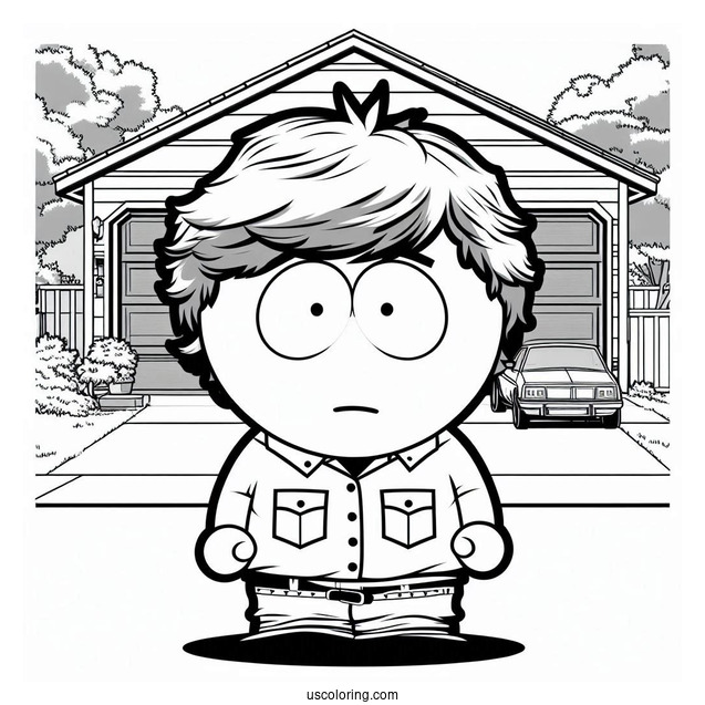 South Park Coloring Page Of Randy Marsh Standing In His Driveway