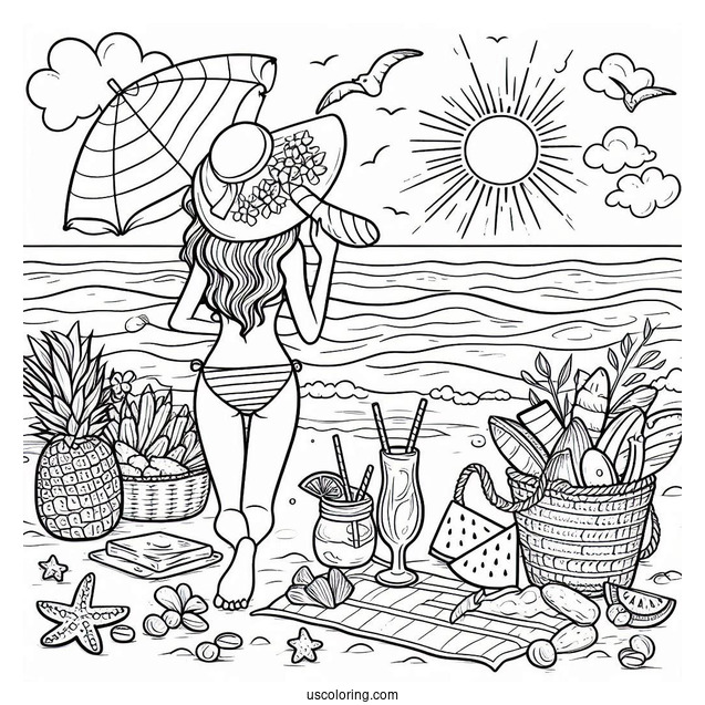 Summer Coloring Page Treats At The Beach For Kids