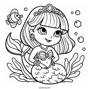 Princess Mermaid Dora Coloring Sheet