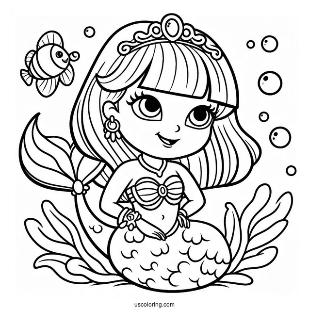Princess Mermaid Dora Coloring Sheet
