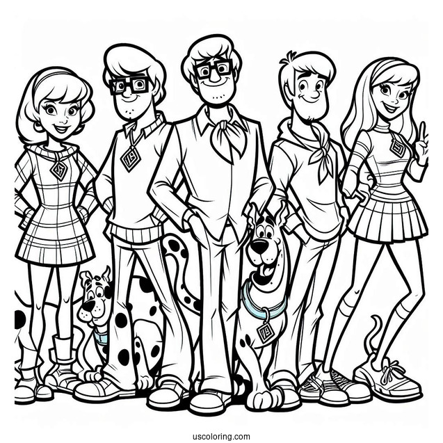 The Scooby Gang Coloring Page For Kids