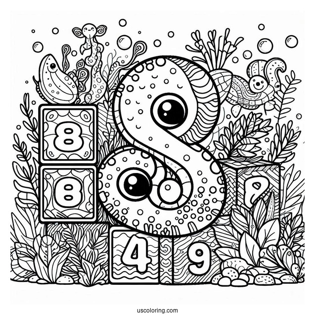 Numberblocks Coloring Page 8 Under The Sea