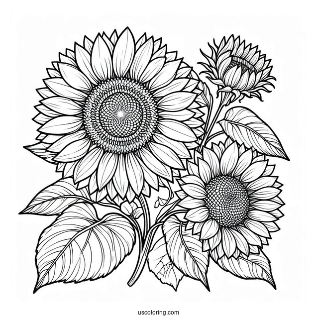 Outline Of Sunflower Coloring Sheet