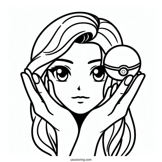 Easy Hand Holding Up Pokéball Coloring Page For Kids