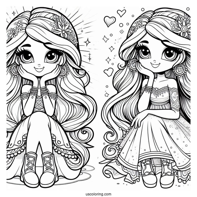 Shimmer And Shine Coloring Page Of Pretty Nahal Sitting