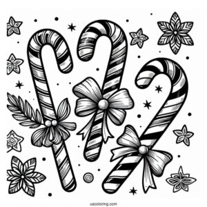 Three Candy Cane Sticks To Color