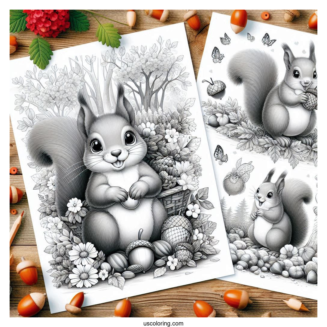 Squirrel Coloring Pages (Free PDF Printables)