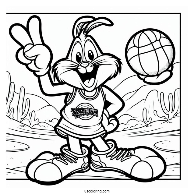 Easy Sylvester Holding Basketball In Tune Squad Jersey Coloring Sheet