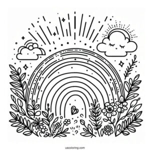 Beautiful Rainbow Coloring Sheet For Kids