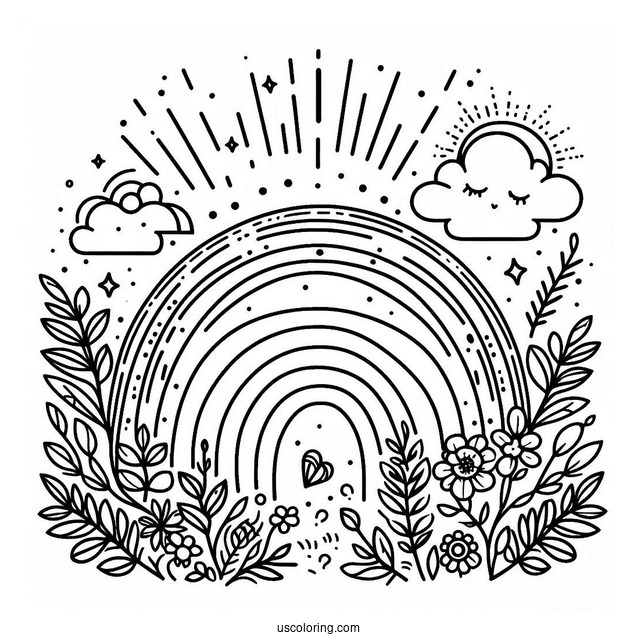 Beautiful Rainbow Coloring Sheet For Kids