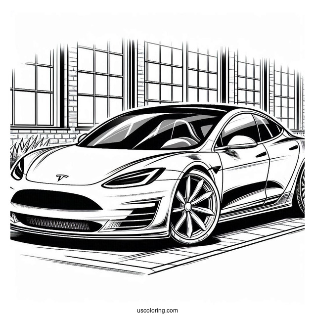 Tesla Roadster Coloring Page