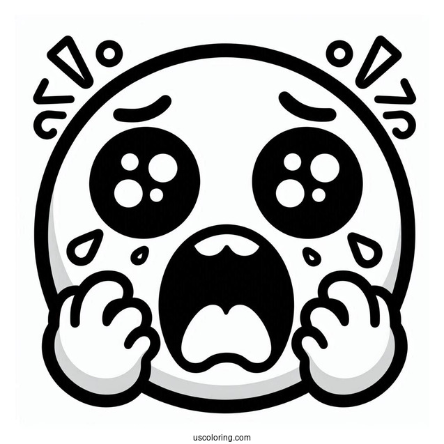 Face Screaming In Fear Emoji Coloring Page For Preschoolers
