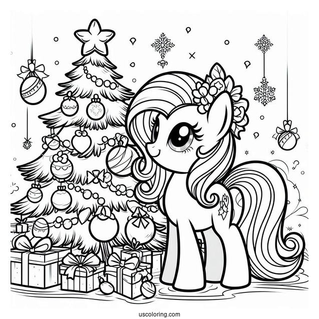 My Little Pony Decorating Christmas Tree To Color