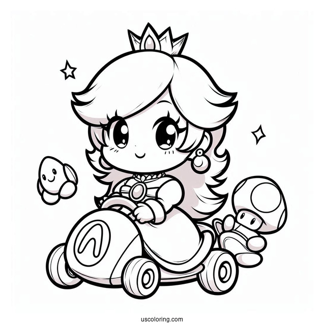 Baby Princess Rosalina In Mario Kart Coloring Sheet