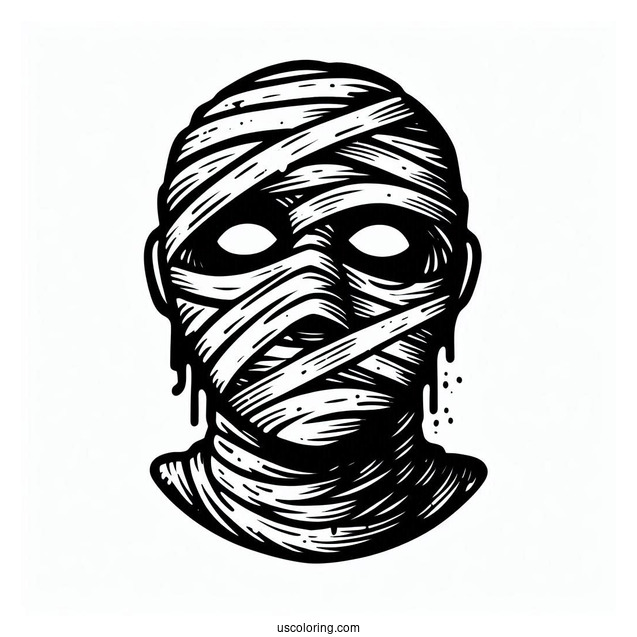 Terrifying Mummy Coloring Page With No Bandages On The Face