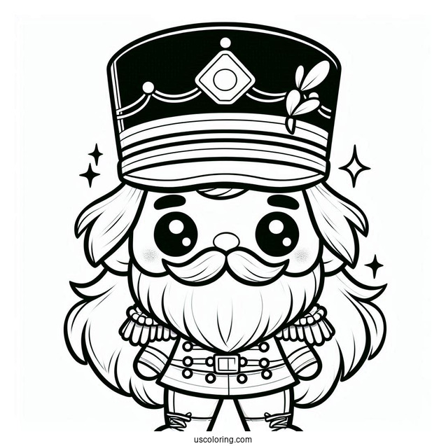 Chibi Nutcracker Coloring Page With A Large Hat And Long Beard For Preschoolers