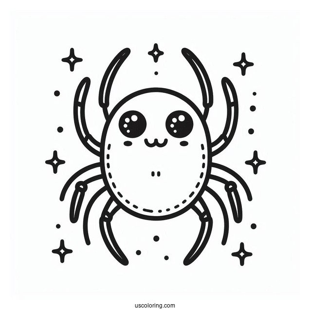 Simple Outline Of Cute Spider For Preschoolers