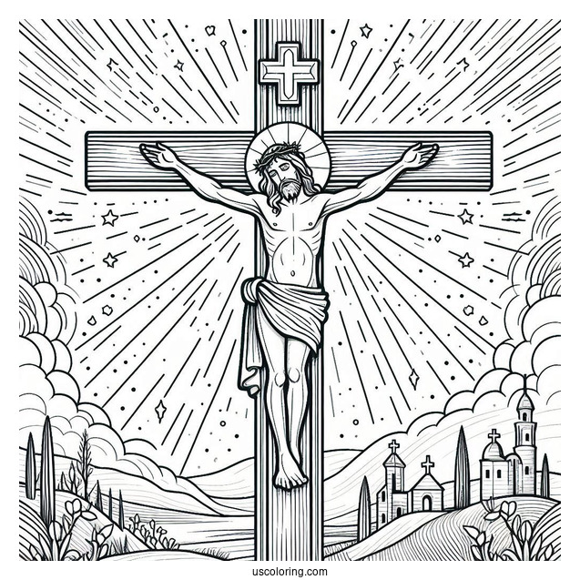 Jesus Christ On Cross Coloring For Kids