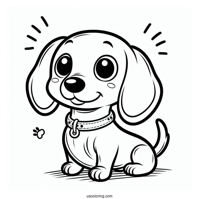 Cartoon Dachshund Coloring Page For Kids