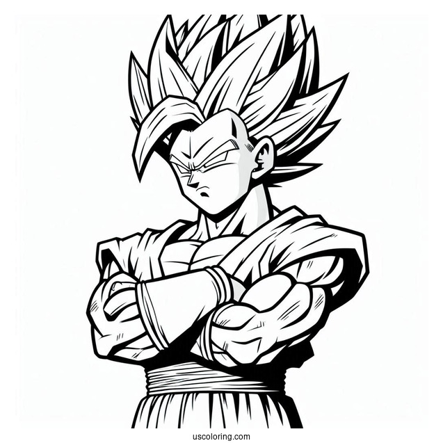 Dragon Ball Z Coloring Page Of Raditz Standing with Arms Crossed