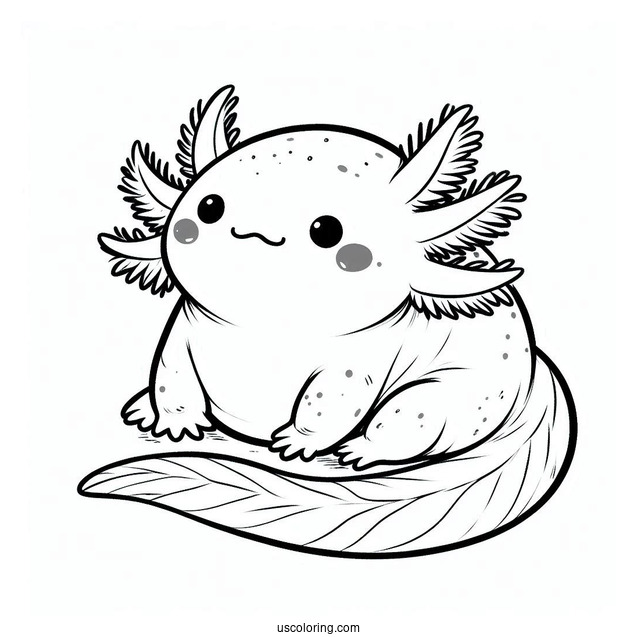 Chubby Axolotl Coloring Page Sitting