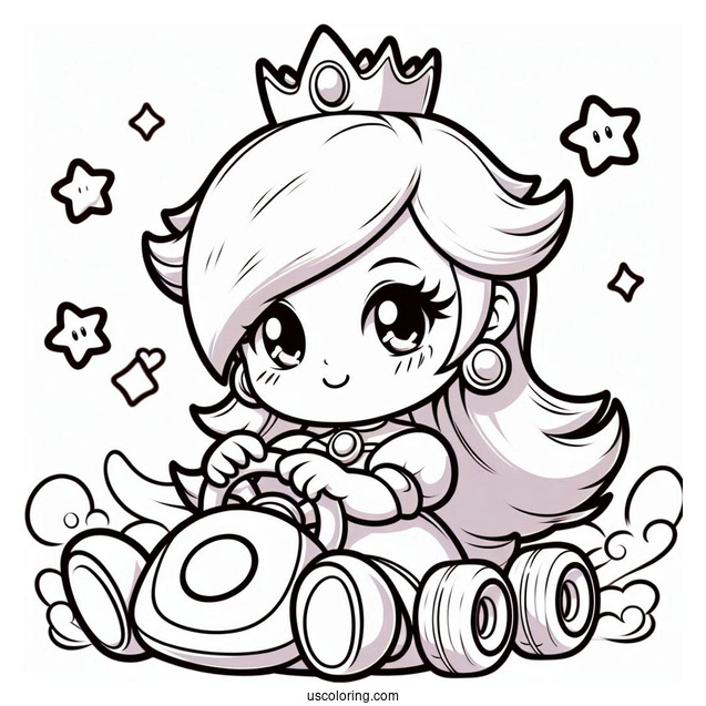 Baby Princess Rosalina In Mario Kart Coloring Sheet