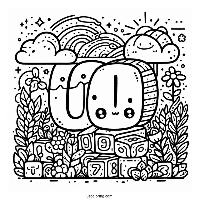 Detailed 100 Numberblocks Coloring Page