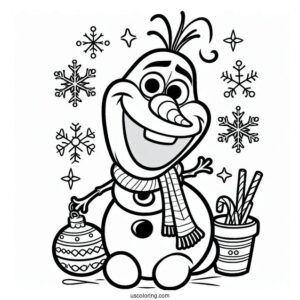 Christmas Themed Olaf Coloring Page