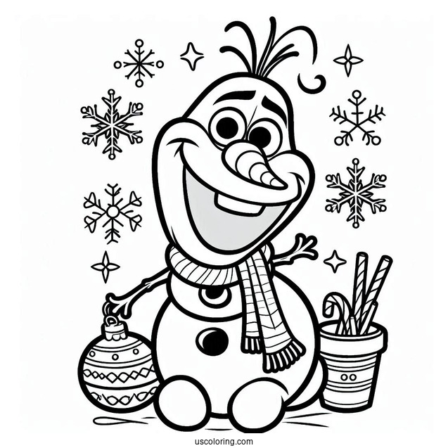 Christmas Themed Olaf Coloring Page
