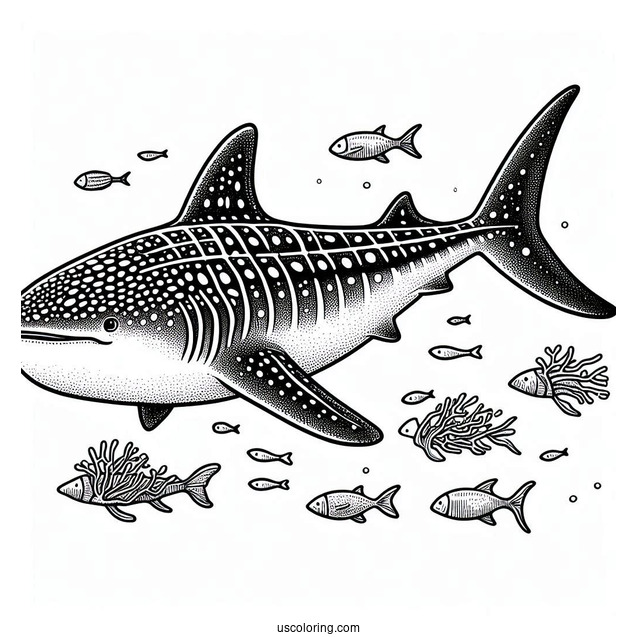 Detailed Whale Shark Coloring Page