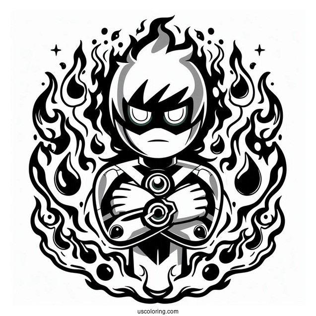 Ben 10 Coloring Page Of XLR8 Surrounded By Flames