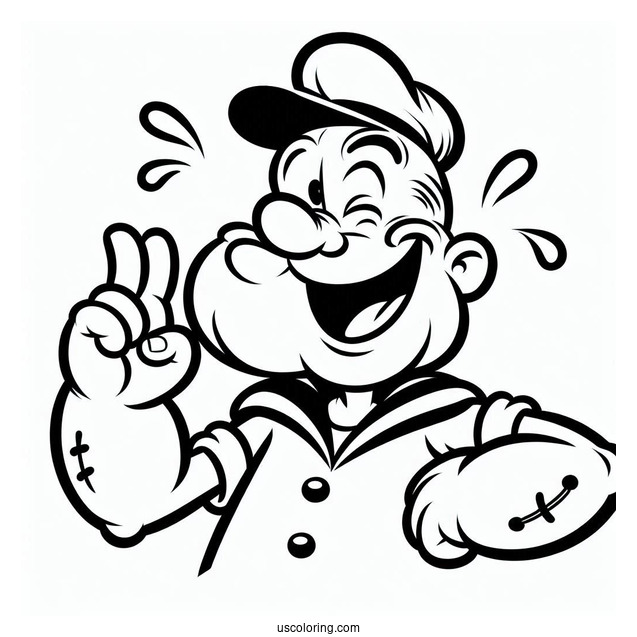 Popeye Coloring Page Of Bluto Laughing Outline For Preschoolers