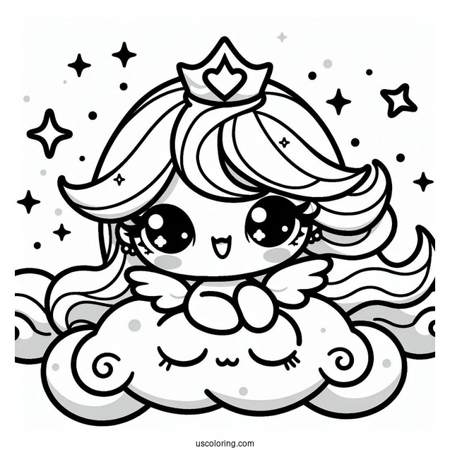 Shimmer And Shine Coloring Page Of Kawaii Shimmer On A Cloud