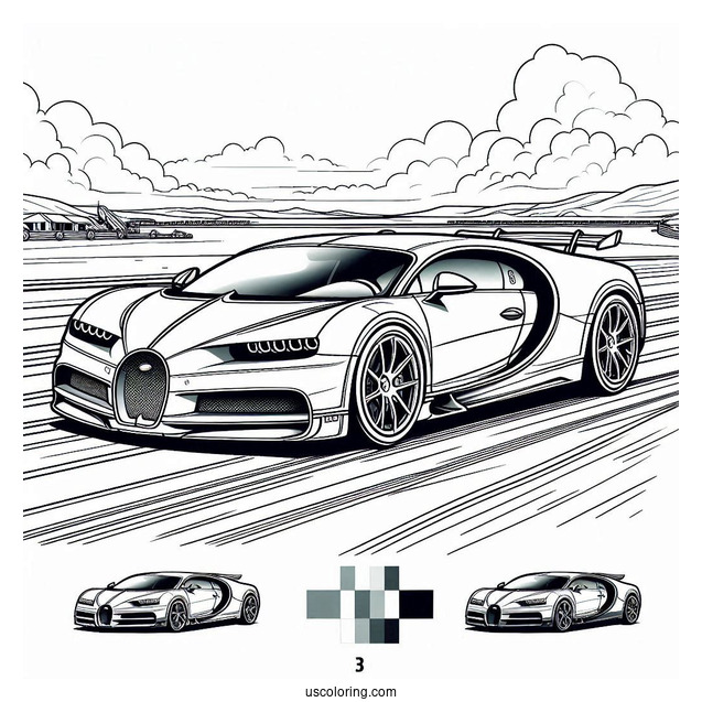 Bugatti Coloring Page Chiron On Race Track