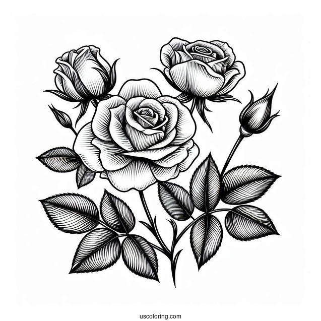Flower Coloring Pages Of Realistic Rose