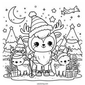 Kawaii North Pole Coloring Page Animals For Kids