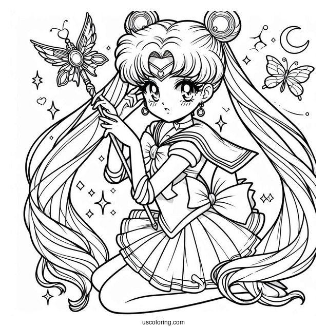Sailor Moon With Wings And Magic Wand