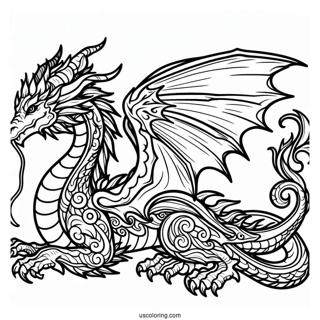 Easy To Color Dragon For Kids