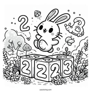 Numberblocks Coloring Page 2 Jumping
